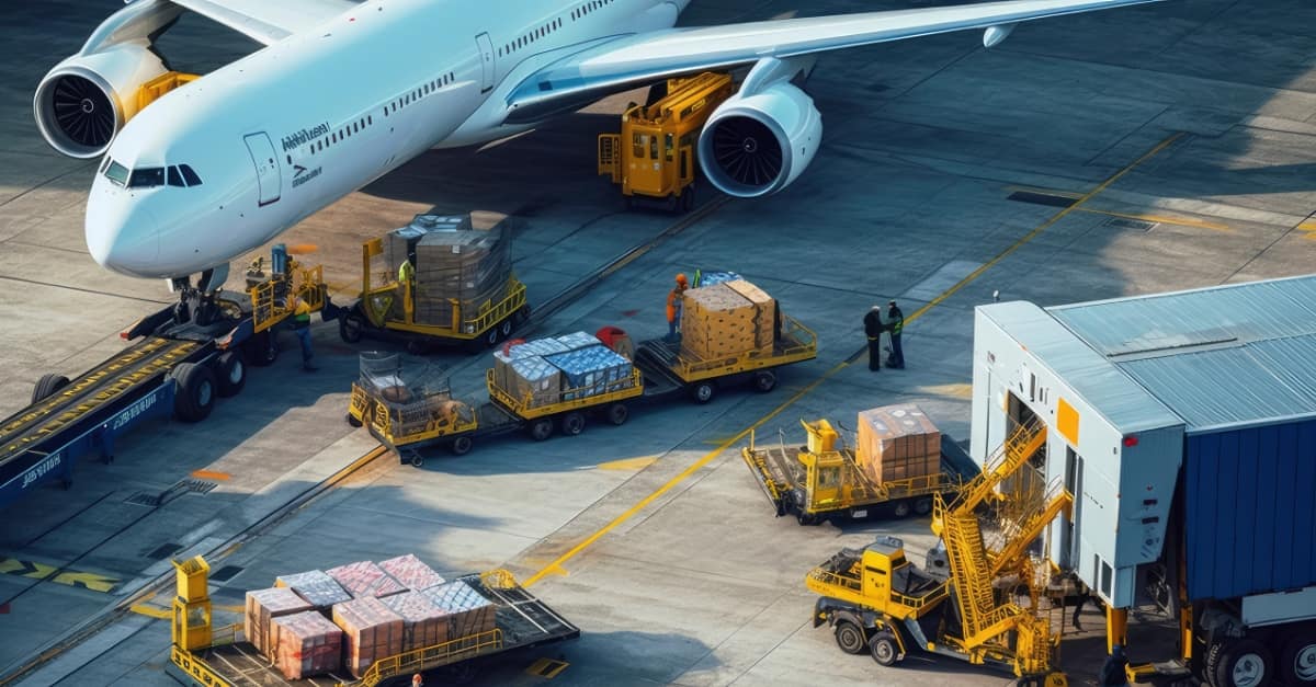 consolidated freight loading onto charter plane