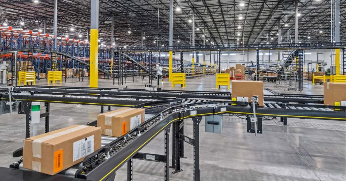 consumer goods inventory moving through warehouse