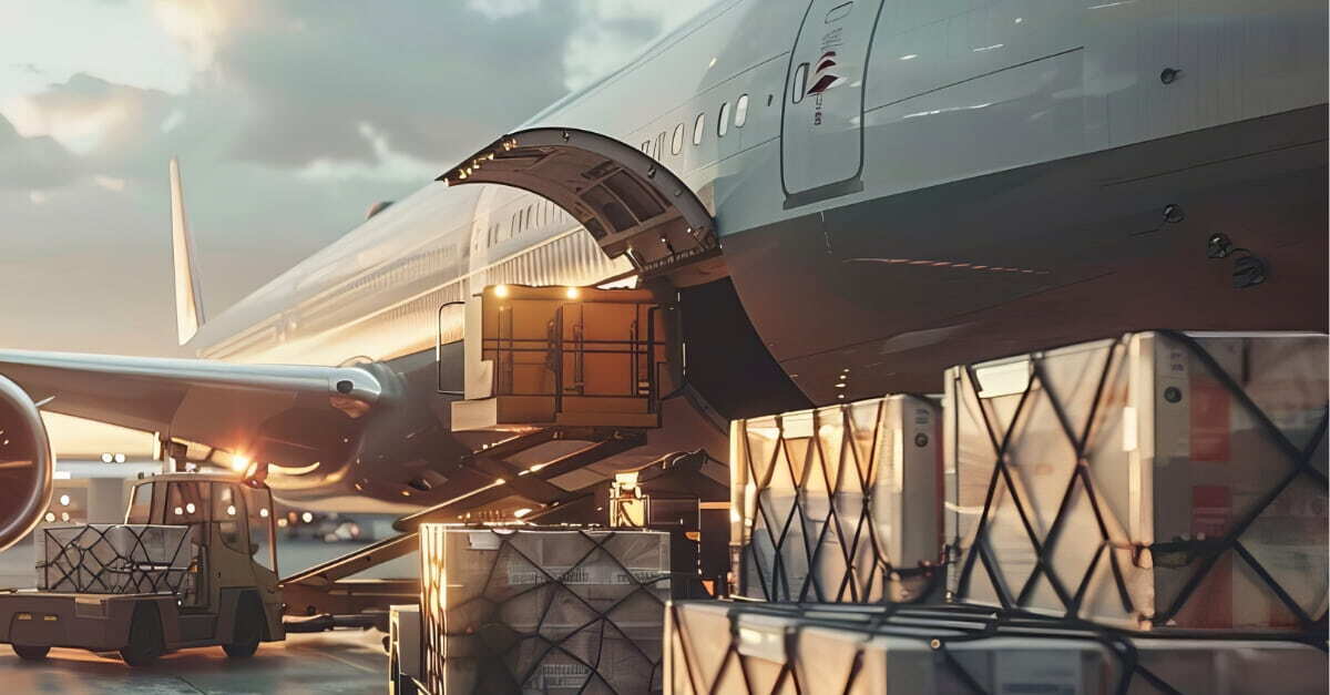 freight loading onto charter plane