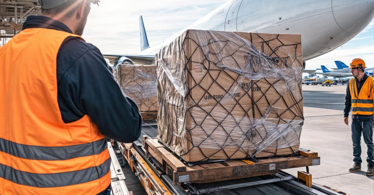 freight loading onto charter plane