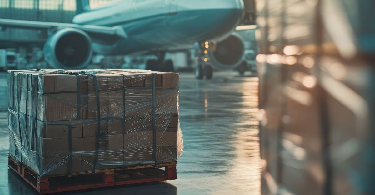 air freight loading onto charter plane