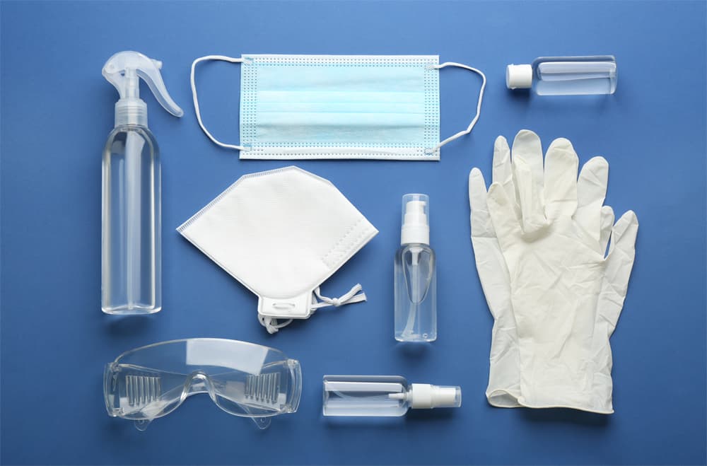 assortment of covid ppe