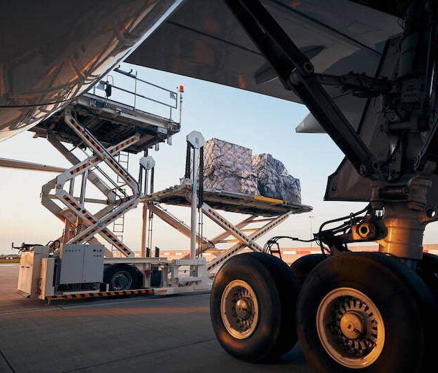 Cargo loading onto aircraft with ground equipment